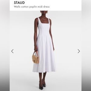 NWT STAUD Wells Cotton Poplin Midi Dress